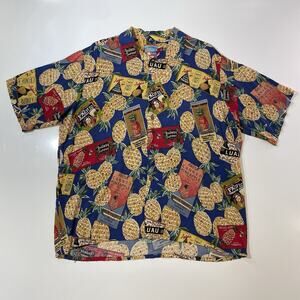VTG Joe Kealohas X Reyn Spooner Men’s Shirt Blue Hawaiian Button Pineapple XL